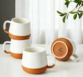 Teocera Ceramic Coffee Mug Set of 4-12 oz Coffee Mugs with Large Handles for Hot or Cold Drinks Like Latte, Cocoa, Tea or Juice - Smooth Ceramic, Dishwasher Safe, Beige