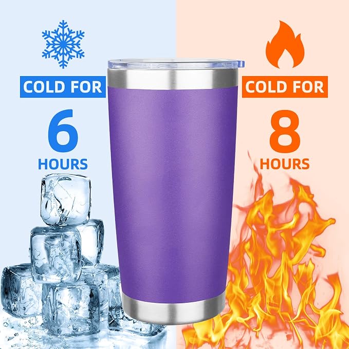 20oz Tumbler with Lid Stainless Steel Insulated Tumblers Travel Coffee Tumbler Bulk Double Wall Vacuum Insulated Water Cup Gifts for Christmas Women Men Her Him Home Office(Purple, 1pack )