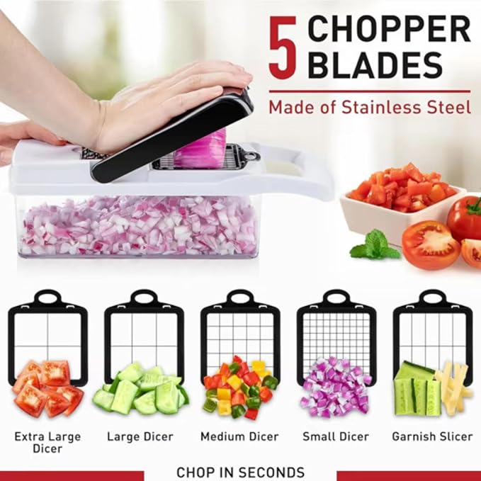 25-in-1 Pro Vegetable Chopper & Slicer, Onion Dicer, Food Chopper, Container