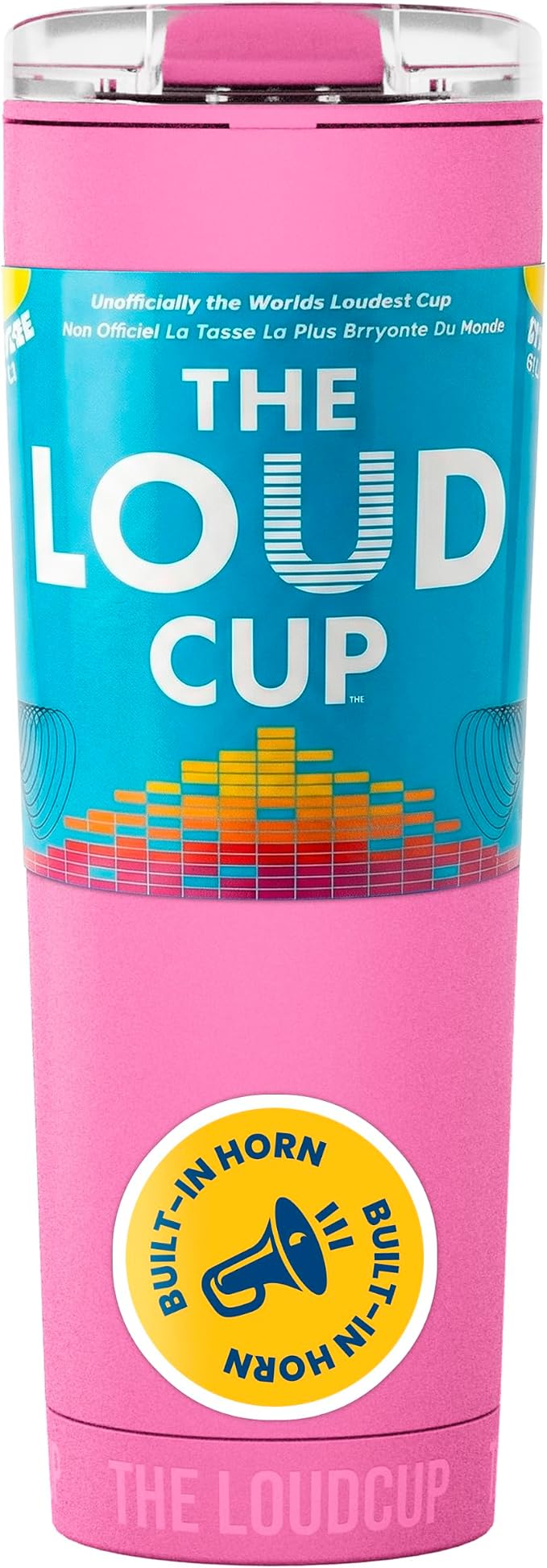The LoudCup Blow Horn Tumbler, Cheer & Sip 2-in-1 Reusable Water Bottle with Built-In Horn for Sports Games, Tailgates, Parties & Events, BPA-Free, 23 oz, Panther Pink