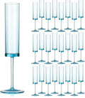 24 Pack Acrylic Blue Champagne Glasses 5.4 OZ Cocktail Glasses Classy Champagne Flutes Blue Wedding Toasting Glasses Wedding Table Decorations Bachelorette Parties Bridal Shower Decorations
