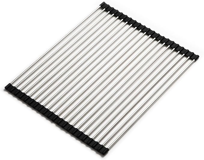 HOUZER RO-1800 - Stainless Steel Rolling Mat for Fireclay Workstation Sinks, Multipurpose Rack for Drying Dishes, Washing Fruit, or Holding Utensils, Durable Sink Accessory