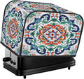 Mandala Green Ethnic Style 4 Slice Toaster Cover Dust And Fingerprint Bread Maker Cover Bakeware Protector Washable Appliance Covers Kitchen Accessories For Home Kitchen Women Gift