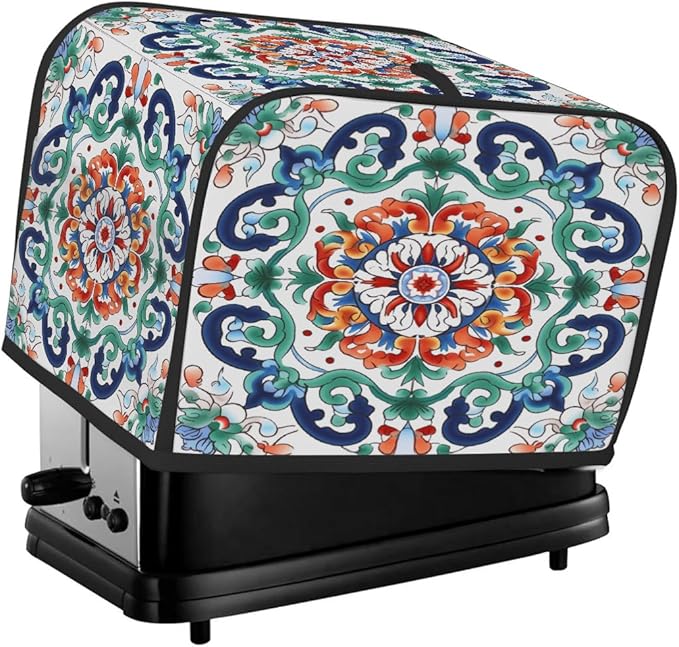 Mandala Green Ethnic Style 2 Slice Toaster Cover Dust And Fingerprint Bread Maker Cover Bakeware Protector Washable Appliance Covers Kitchen Accessories For Home Kitchen Women Gift