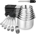 Magnetic Measuring Cups and Spoons Set 14, Stainless Steel Measuring Cups and Spoons Set, Heavy Duty Metric Measuring cups & Spoons with Leveler for Baking & Cooking, Black