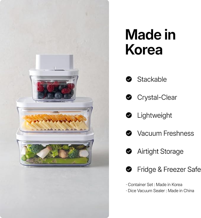 VAKUEN Premium Airtight Food Storage Containers, Mini 9P/SET include Vacuum Sealer, Smart One-Click Seal Lid, No Hinges, 100% Leak Proof, BPA-FREE, Dishwasher, Freezer & Microwave Safe