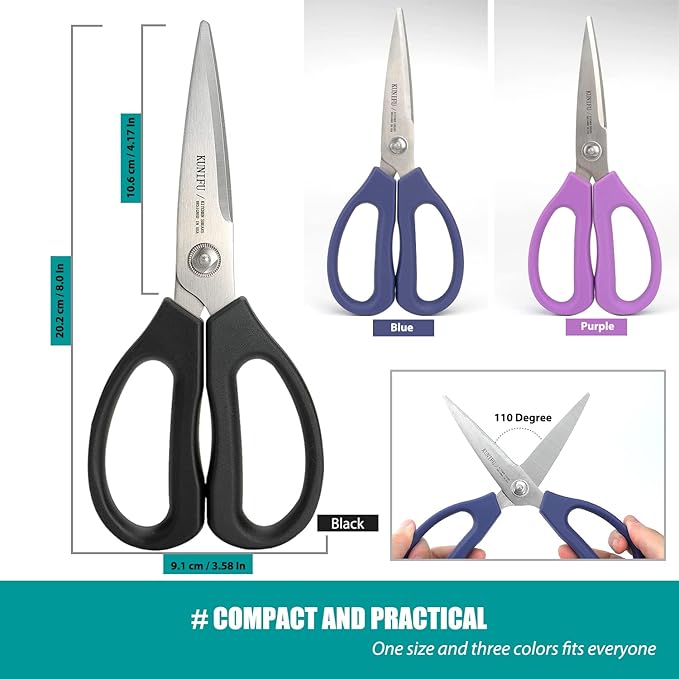 KUNIFU Kitchen Scissors, All Purpose Kitchen Shears, Heavy Duty Come Apart Scissors Gadgets Utensils - Purple