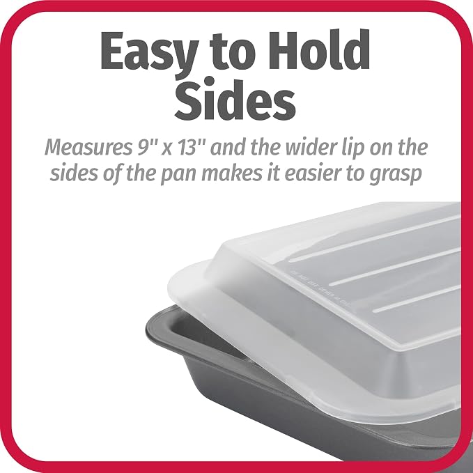 GoodCook Set of 2 Nonstick Steel 13" x 9" Cake Baking Pans with Covers,Gray,(Pack of 6)