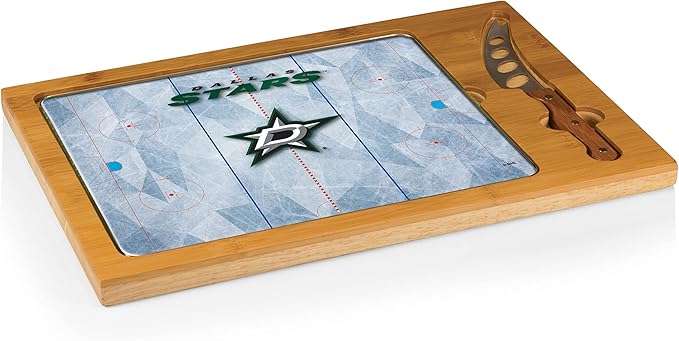 PICNIC TIME NHL unisex-adult NHL Icon Glass Top Cutting Board & Knife Set