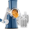 Geedel Rotary Cheese Grater, Kitchen Mandoline Vegetable Slicer with 3 Interchangeable Blades, Easy to Clean Rotary Grater Slicer for Cheese, Vegetables, Nuts
