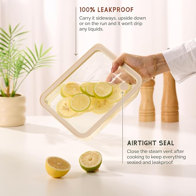 Vase and Vessel Glass Storage Container Set, Borosilicate Glass, Tempered Glass Lids, Baking Pan, Airtight with Vents, Microwave, Oven & Dishwasher Safe, (Rectangular - Set Of 3)