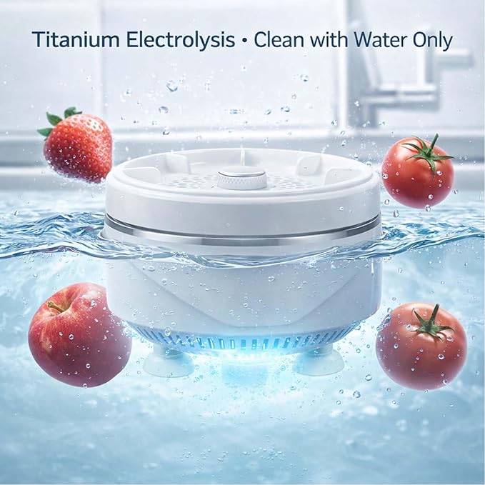 2026 Upgraded Fruit And Vegetable Washing Machine,Titanium Electrolysis Produce Cleaner,Ipx7 Waterproof Cordless Device For Berries & Meat For Fruits, Vegetable & More (2PCS)