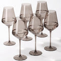 Gray Colored Wine Glasses Set of 6, Handblown Wine Glasse,Gray Coloful Glassware,17OZ for Red or White Wine,for Wedding Gift, Anniversary, Christmas, Birthday,Mothers Day Gifts,Gifts for My Wife