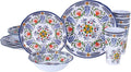 Melamine Dinnerware Set for 4-16 Pcs:Camping Dishes Set with Dinner Plates,Salad Plates,Cups and Bowls.Lightweight and Unbreakable,Indoor and Outdoor Use flower28