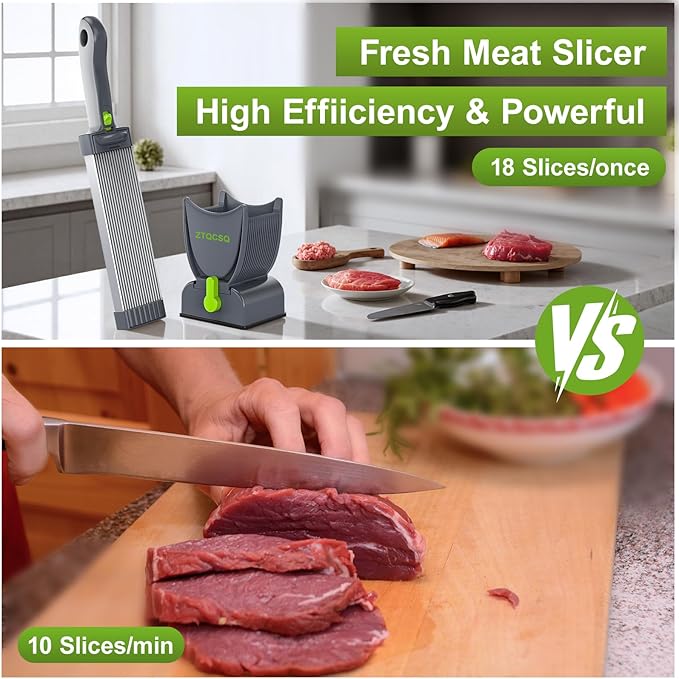 Fresh Meat Slicer Cleaver, Thickness Adjustable 2 or 4 mm, Manual Fresh Meat Cutter, Fresh Meat Slicing Shredding, Fresh Beef Pork Mutton for Home Cooking BBQ Hot Pot Meat Slicer, Meat Cleavers