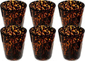 Honeydak Set of 6 Tortoise Leopard Print Brown 10 oz Rocks Glasses Stylish Stemless Cocktail Cups Glass Glassware Tumbler Ideal for Gin, Tequila, Vodka, Soft Drinks