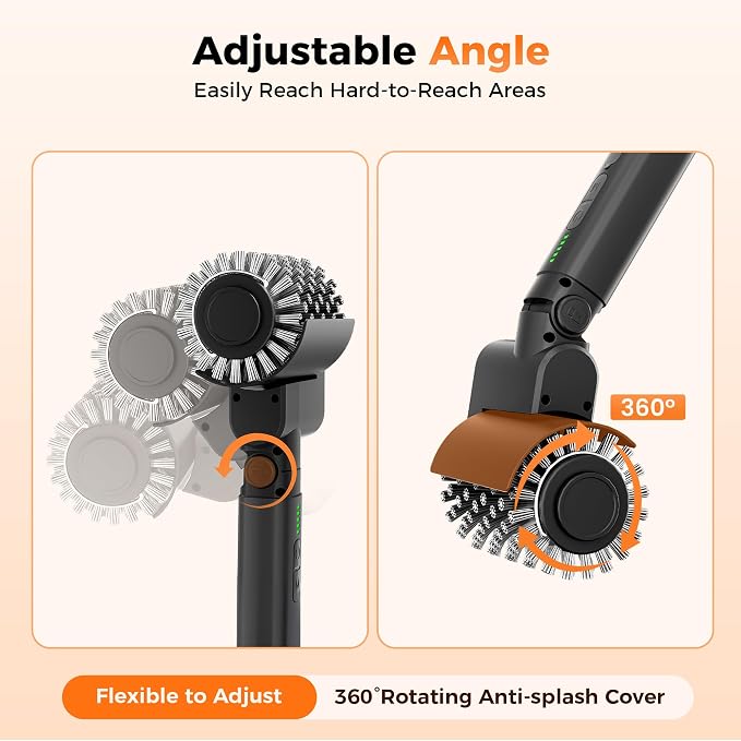 Electric Grill Brush for Outdoor Grill - Cordless Rechargeable 5000mAh BBQ Cleaner with 3 Speed & 3 Brush Heads Adjustable Angle High-Torque Power Rotary Grill Cleaning Brush Safe for All Grill Type