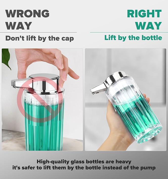 Automatic Soap Dispenser Liquid for Kitchen: 11 OZ Glass Touchless Clear Auto Soap Dispenser for Bathroom - Hand Dish Lotion Home Countertop Kids - Family Couple
