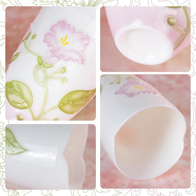 KAMMAK Ceramic Tea Cups Small, Cute Vintage Coffee Cup Set of 2, Porcelain Teacups Espresso Mug, 2.1oz Hand Painted Chinese Afternoon Tea Party Mugs, Birthday Gift for Women Men, Yuni Feizi