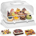 VGOODALL Cake Carrier, 12 Capacity Large Cupcake Holder, 3-in-1 Rectangular Cake Containers for Pies Muffin Candies Fruits Snacks, Dessert Storage Box for Parties, Picnics, Baking(14.8×10.9×3.1)