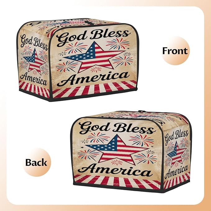 American Flag Stars 2 Slice Toaster Cover Dust And Fingerprint Bread Maker Cover Bakeware Protector Washable Appliance Covers Kitchen Accessories For Home Kitchen Women Gift