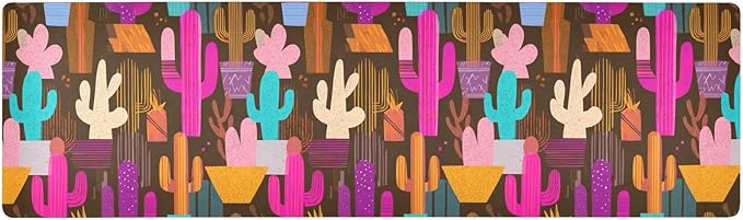 Brown Colorful Cactus Trivet Table Runner Heat Resistant 230F for Hot Dishes Pots Plates Kitchen Dining Table Protector Decorative 39.37x 11.8