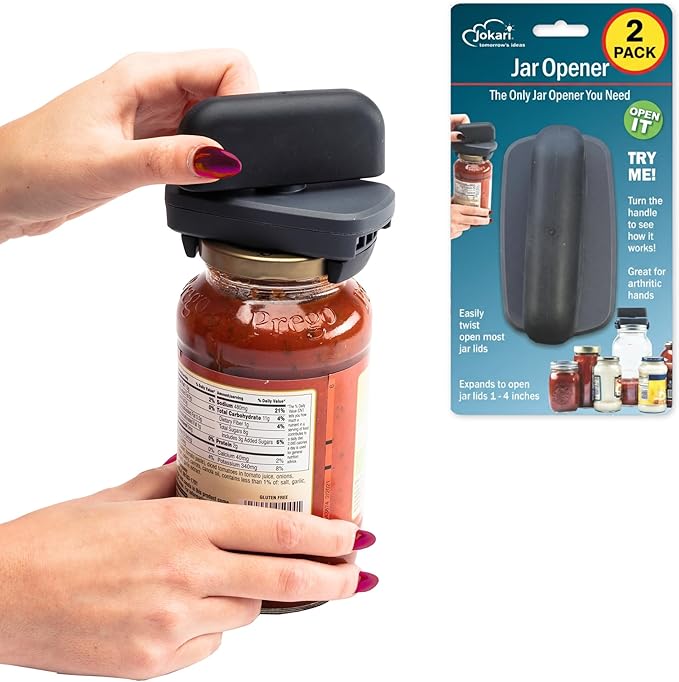 Jokari Easy Grip Adjustable Jar Opener to Open Jars with Lids of Virtually Any Size. Perfect Kitchen Gadget Accessory So Anyone With Arthritis, Weak Grip Strength or Sore Hands Can Twist Tops Easily