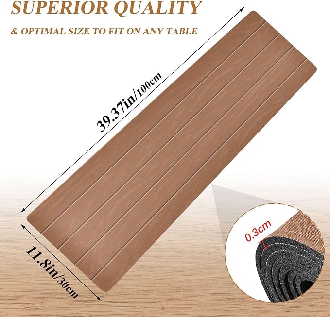 Heat Resistant Table Runner Trivet for Hot Pots and Pans 39 x 12 Inch Long Hot Pad Decorative Table Protector for Kitchen Countertop Brown Wood Texture
