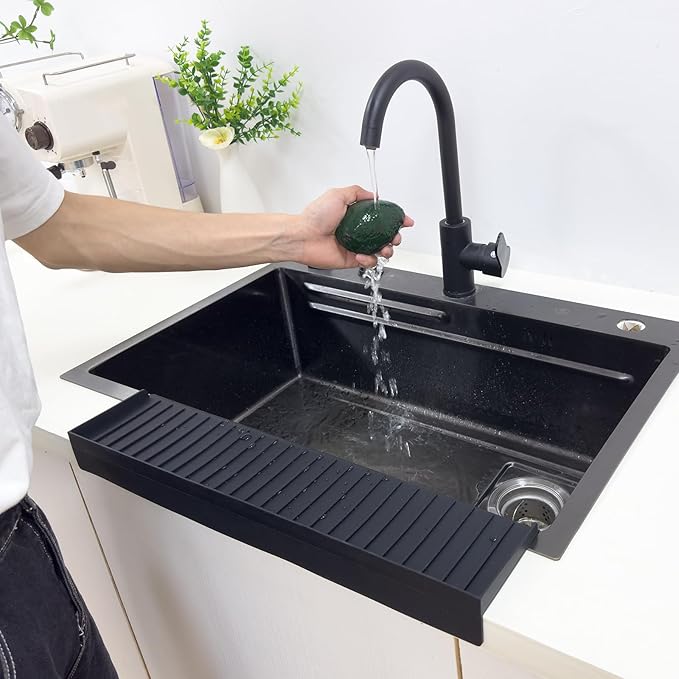 Silicone Sink Edge Protectors For Kitchen Sink Splash Guard, Kitchen Sink Splash Guard, Silicon Sink Protector For Granite,Quartz - Black