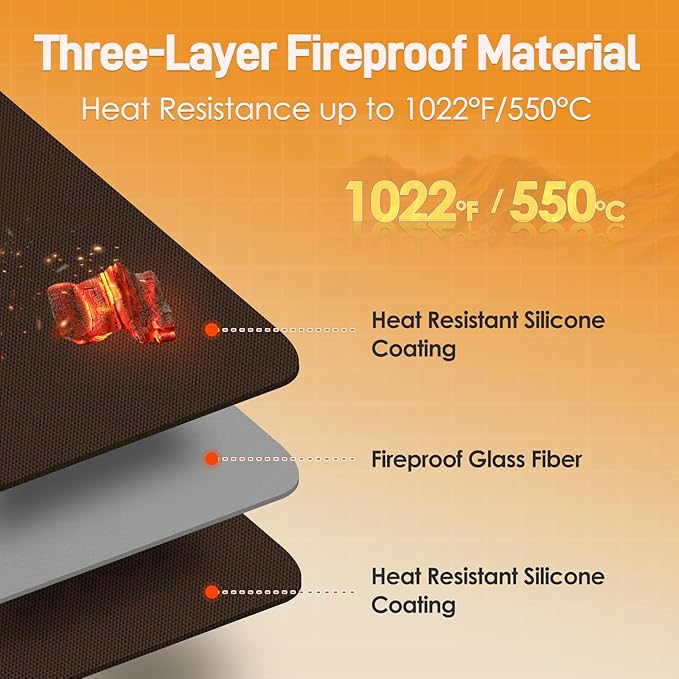 Heat Resistant Mat for Air Fryer, 12 x 14in Heat Resistant Mat for Countertop, Fireproof Silicone Countertop Protector Appliance Slider Hot pod for Air Fryer, Coffee Maker, Toaster, Oven (Brown)