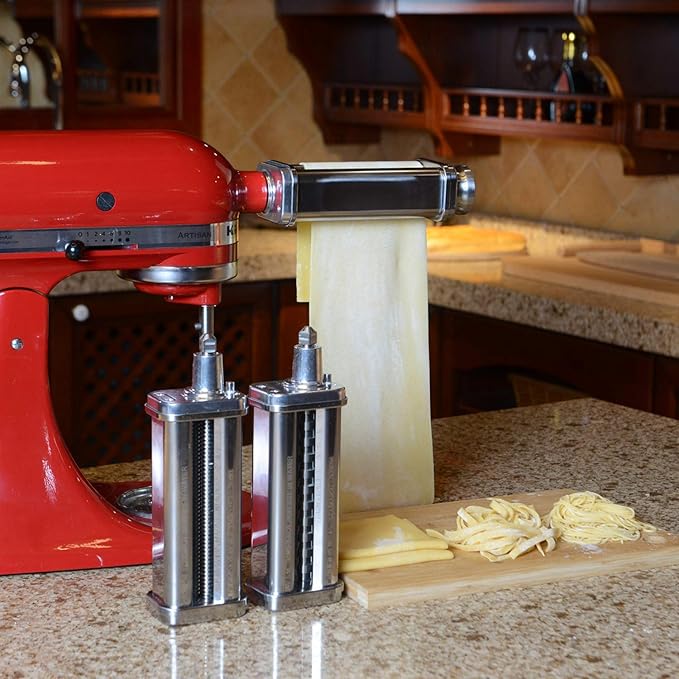 Cofun 3PCS Pasta Attachment for KitchenAid Stand Mixer, 8 Thickness Settings Stainless Steel Pasta Maker with Sheet Roller, Spaghetti & Fettuccine Cutter, Pasta Maker for Kitchenaid Mixer Attachments