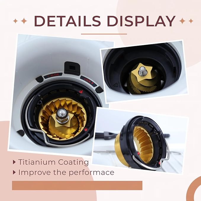 Conical Grinder Upper Lower Burr Compatible with Breville Sage Barista Express Impress Espresso Touch Coffee Machines BES870/875/876/860-5 star (Titanium Gold)