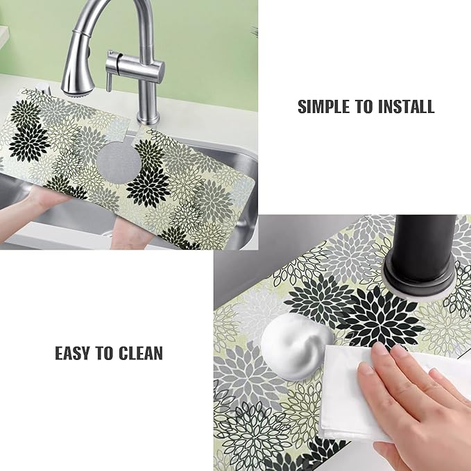 Sink Faucet Absorbing Mat, 2 Pack Drying Mat Around Faucet Sink Splash Guard Behind Faucet Sinkmat For Kitchen Bathroom Island Rv 15 * 5.5 Inch (38 * 14 cm)