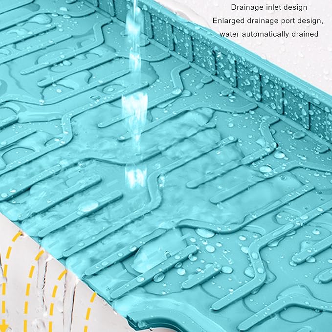 Kitchen Sink Splash Guard, Double Sided Faucet Mat for Kitchen Sink, Silicone Faucet Handle Drip Catcher Tray Mat Silicone Sink Mat, Sink Splash Guard Mat with Adjustable Hole
