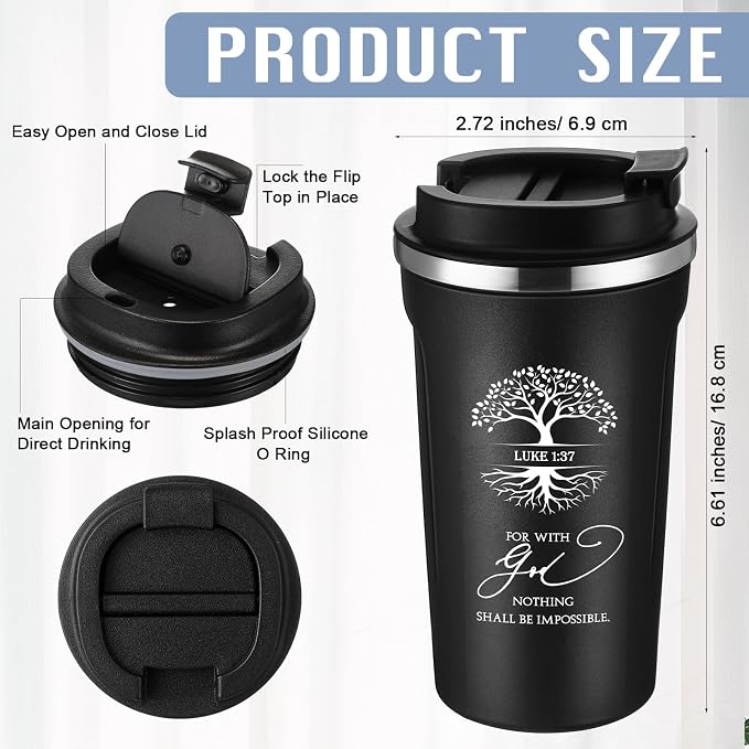 Meanplan 10 Set Father's Day Christian Bible Verse Tumbler Bulk 17oz Coffee Cup Religious Jesus Christian Tumbler Inspirational Mug Graduation Gift for Men Dad Church Pastor (Black, Tree of Life)