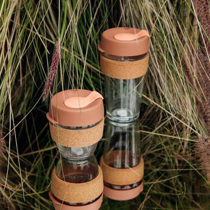 KeepCup Brew Cork, Reusable Glass Tumbler with Natural Cork, Grande Coffee Cup 16oz/454ml - Frappe