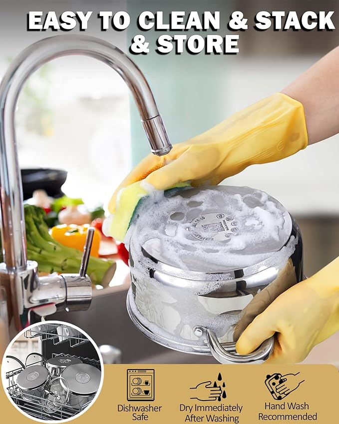 Cook N Home Kitchen Cookware Sets, 12-Piece Basic Stainless Steel Pots and Pans, Silver | Stay-Cool Handle, Induction Compatible, Dishwasher and Oven Safe
