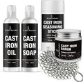 Culina Cast Iron Seasoning Stick & Soap & Oil Conditioner & Restoring Scrub & Stainless Scrubber | All Natural Ingredients | Best for Cleaning, Non-stick Cooking & Restoring | Cast Iron Cookware