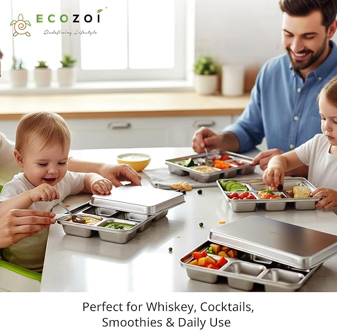 ecozoi Stainless Steel Ice Cube Trays, 2 Pack with 12 Ice Cube Slots - Easy Release, Plastic-Free, Zero Waste