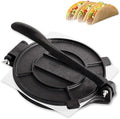 Cast Iron Tortilla Press 10 inch, Heavy Duty Tortilla Pataconera, Flour Tortilla Press with Foldable Handle, Taco press with Some Parchment Paper, Roti Maker, Black