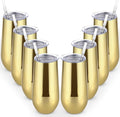 Lifecapido 8 Pack Insulated Stemless Tumblers, 12oz Stainless Steel Flute Tumblers, Gold Plating for Birthday Party Wedding Christmas