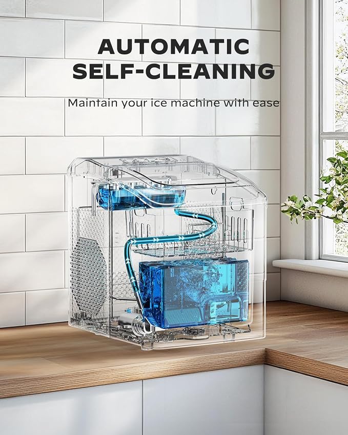 Totnz Ice Makers Countertop,26 Lbs/24 Hrs, Portable Countertop Ice Maker with Self Cleaning Function,Ice Maker for Kitchen/Office/Parties