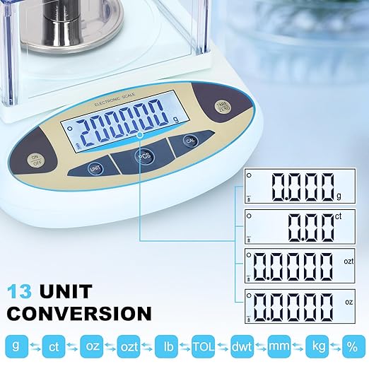 Lab Scale 500g*0.001g,High Precision Accurate Analytical Balance with Windshield,Lab Scale Electronic Scientific Scale Digital Precision Weighing Scale Jewelry Scales(with 200g Calibration Weight)