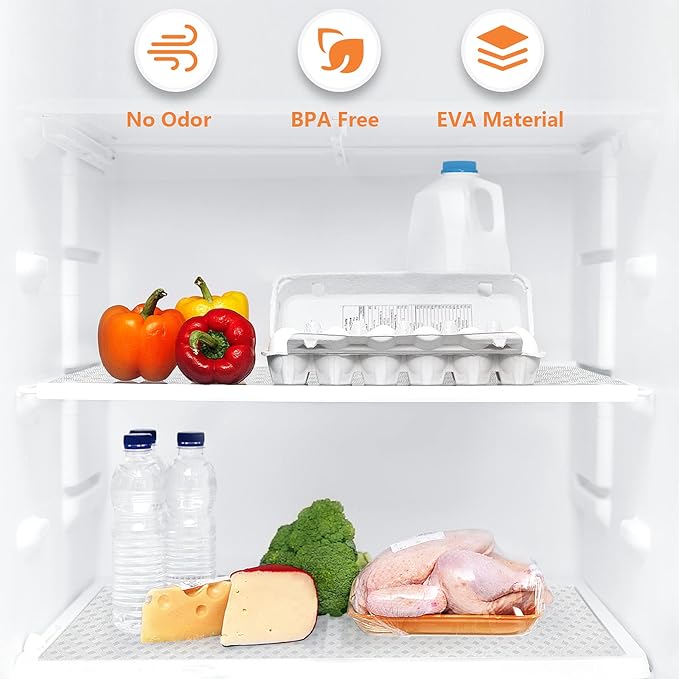 Shelf Liners for Kitchen Cabinets Refrigerator Liners Waterproof & Oil-Proof Kitchen Cupboard Liner Non-Slip Drawer Mats EVA Material Non Adhesive Fridge Liner for Shelves -Clear 11.8 x 393.7 Inches
