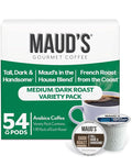 Maud's Dark Roast, Medium Roast & French Roast Coffee Pods Bundle, 54 ct, Single Serve Pods – 100% Arabica Coffee, Compatible with Keurig K Cups Maker