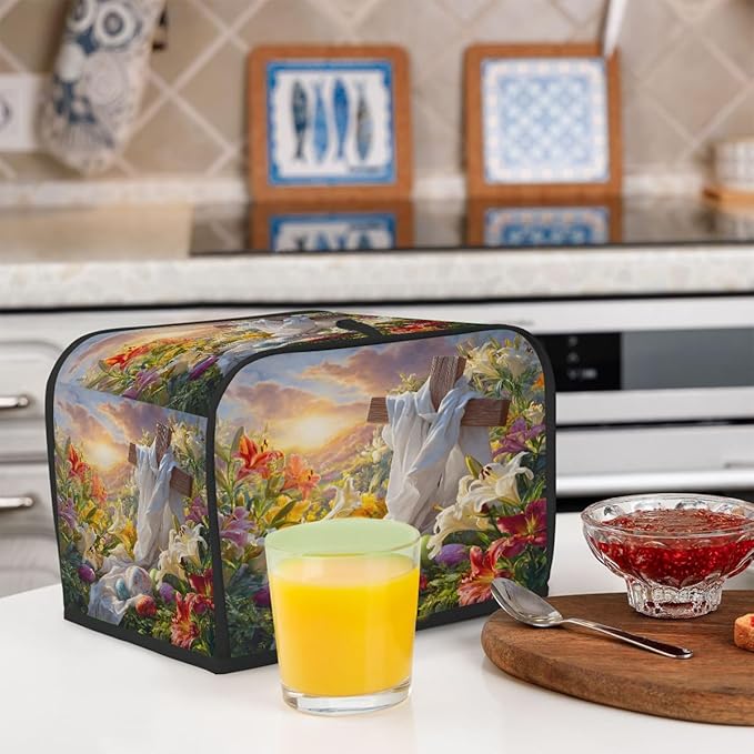 Easter Eggs Flowers Art Toaster Cover 4 Slice Dust and Fingerprint Protection Toaster Bread Maker Covers Washable Kitchen Small Appliance Covers for Kitchen Accessories Decor Bakeware Women Gift
