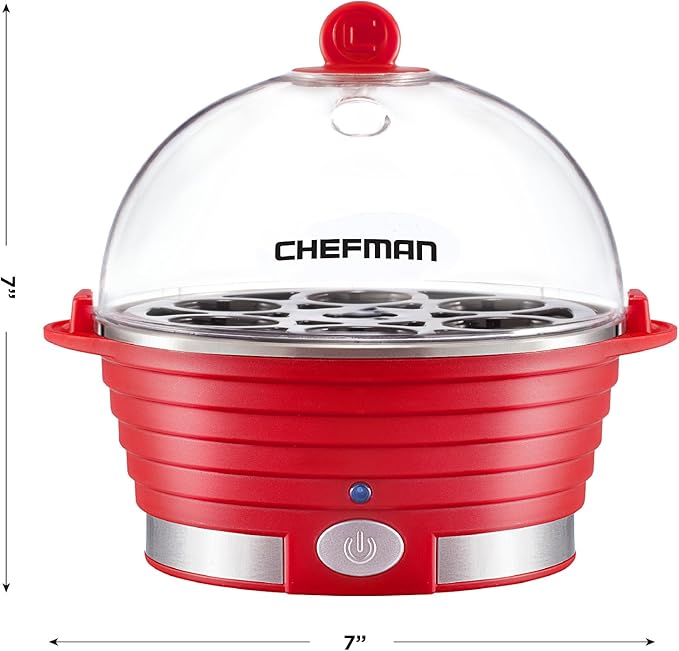 Chefman Electric Egg Cooker Boiler, Rapid Poacher, Food & Vegetable Steamer, Quickly Makes Up To 6, Hard, Medium or Soft Boiled, Poaching/Omelet Tray Included, Ready Signal, BPA-Free, Black