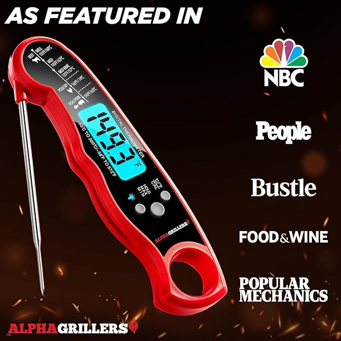 Alpha Grillers Instant Read Meat Thermometer for Cooking Grill and BBQ Griddle with Meat Shredder Claws