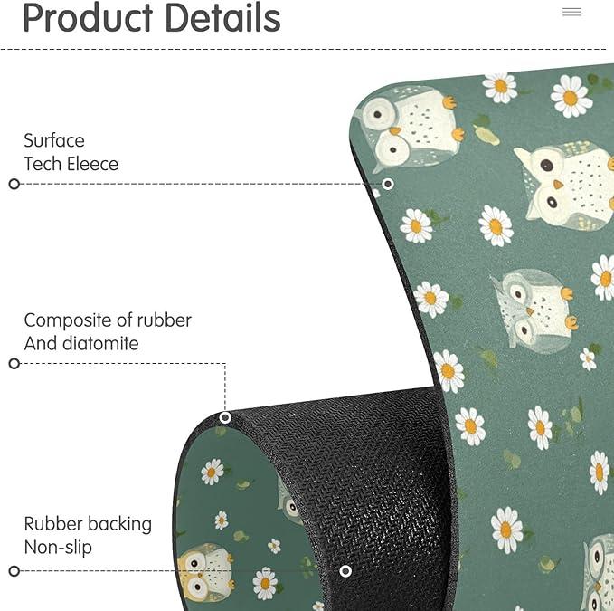 Kitchen Sink Splash Guard 1 PC 30 Inch Sink Faucet Mat Splash Guard for Bathroom Countertop Water Absorbent Foldable Cuttable Soft Washable White Daisy Flower Owls