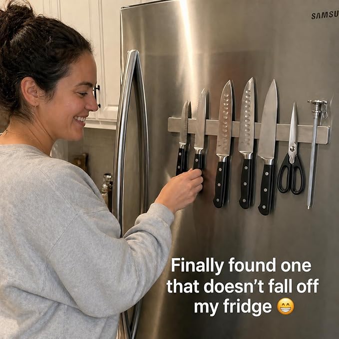 Modern Innovations 16 Inch Stainless Steel Magnetic Knife Bar with Multi-Purpose Functionality as a Knife Holder, Knife Strip, Magnetic Tool Organizer, Art Supply Organizer & Home Organizer